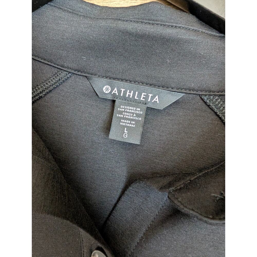 Athleta Allure Shirt Jacket Womens Large Black Crop Long Sleeve Button Front NWT - Picture 3 of 4